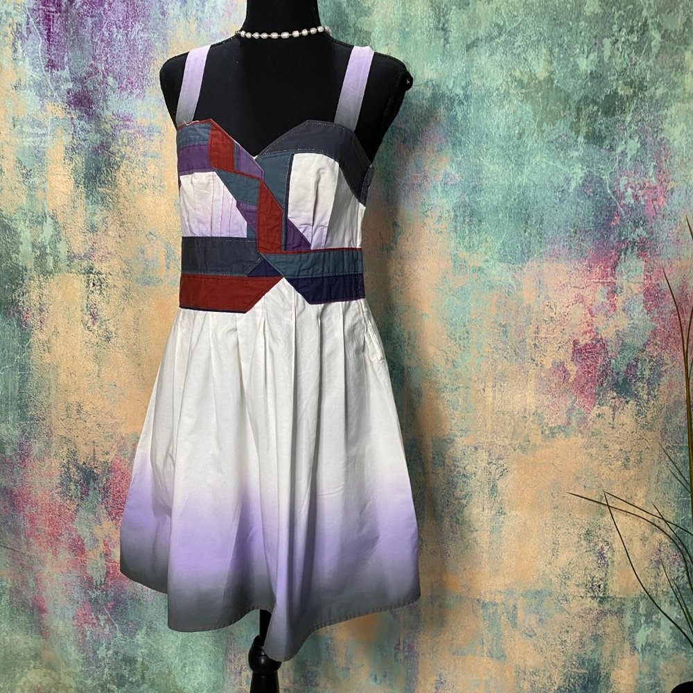 💜Anthropologie - Lux Ombré & Patchwork cute Dress